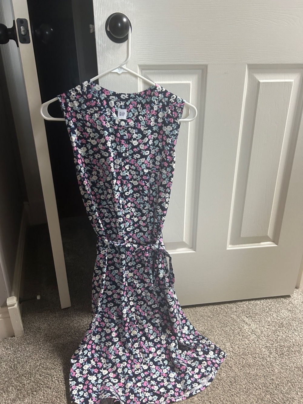 GAP Navy Floral Belted Dress with Pink & White Flowers